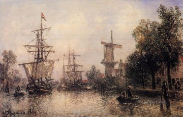 ヨハン・ジョンキント Painting - ロッテルダム港2 船の海の風景 ヨハン・バルトルト・ヨンカインド